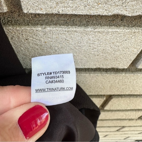 NWT Trina Turk Noir Black Strapless Crepe Ruffle Sheath Cocktail Wedding Dress - Picture 15 of 16